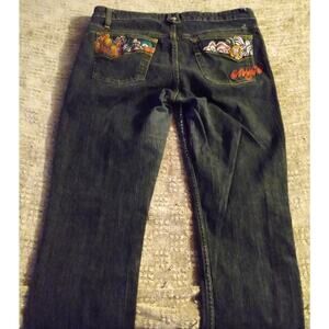Vintage Enyce Women's Jeans Size 11 Low Rise Dark Denim Multi Color Logo